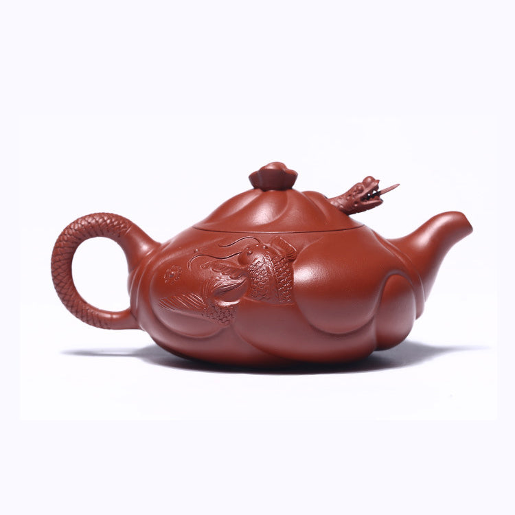Purely handmade fish dragon teapot