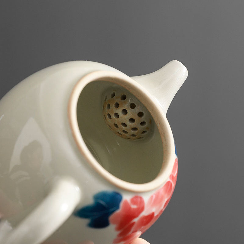 Chinese beauty hand-painted teapot with straw ash glaze