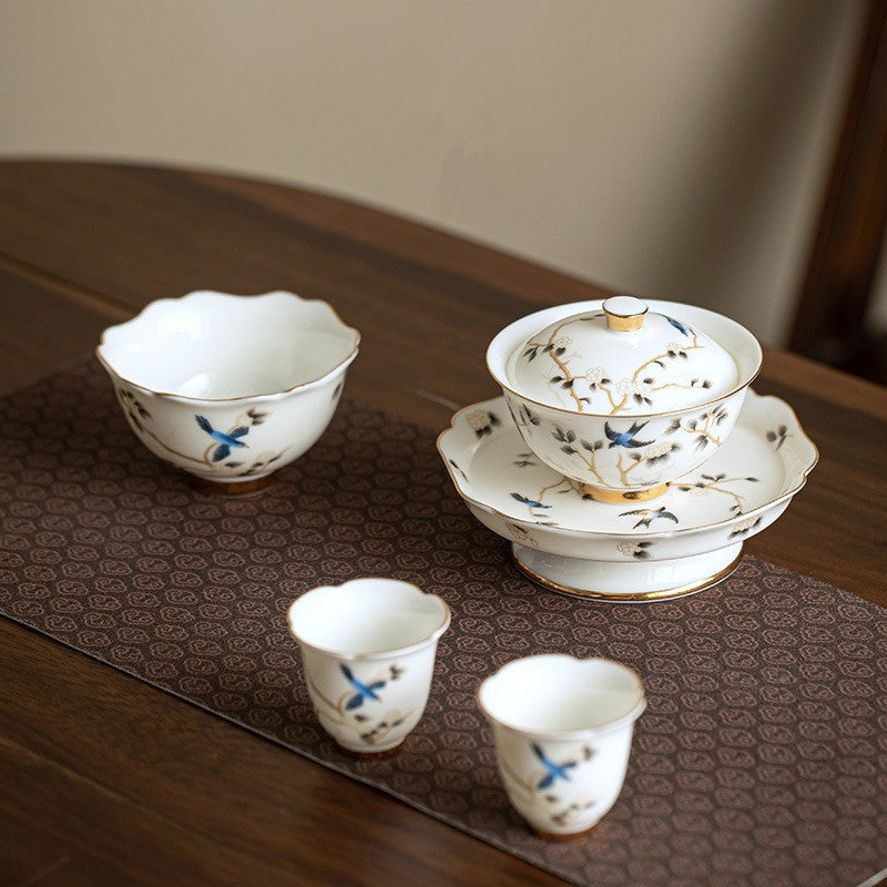 Yellow Bird Ceramic Gongfu Tea Set