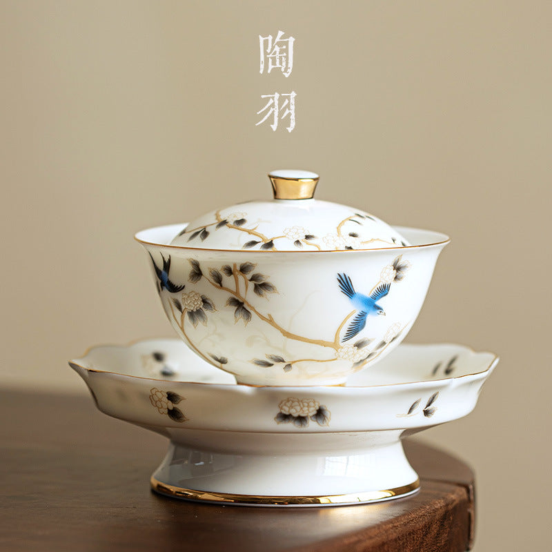 Yellow Bird Ceramic Gongfu Tea Set