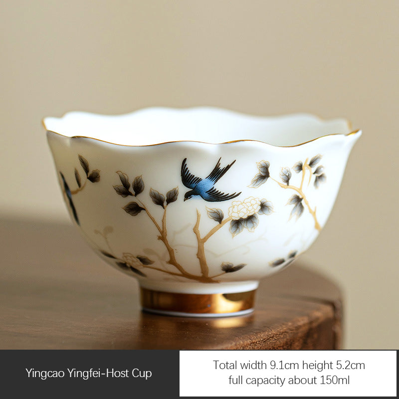 Yellow Bird Ceramic Gongfu Tea Set