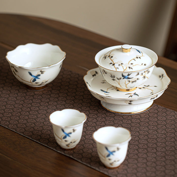 Yellow Bird Ceramic Gongfu Tea Set