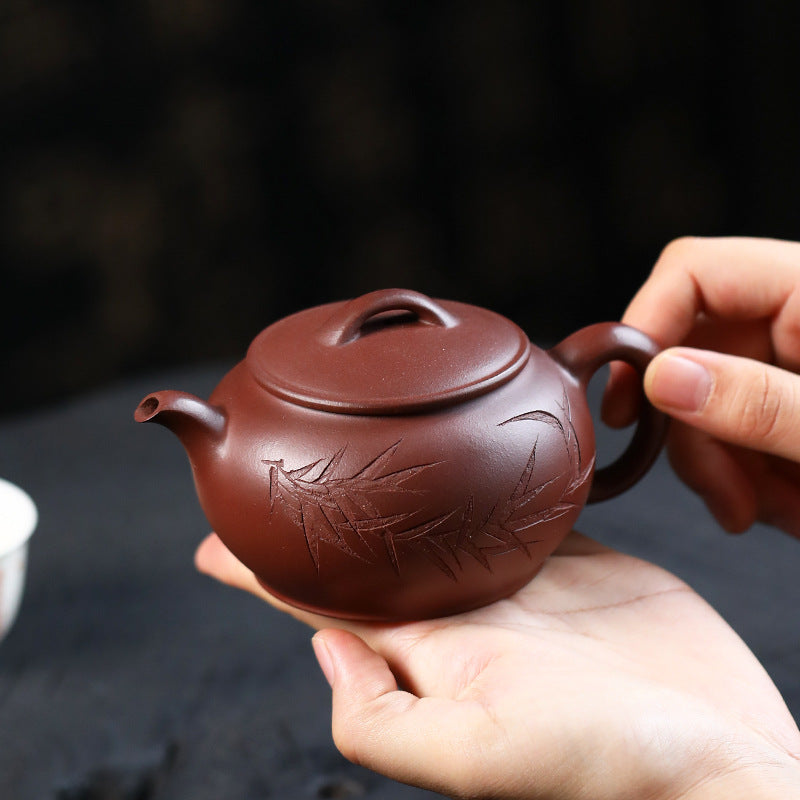 Bamboo Leaf Ming Drum Teapot